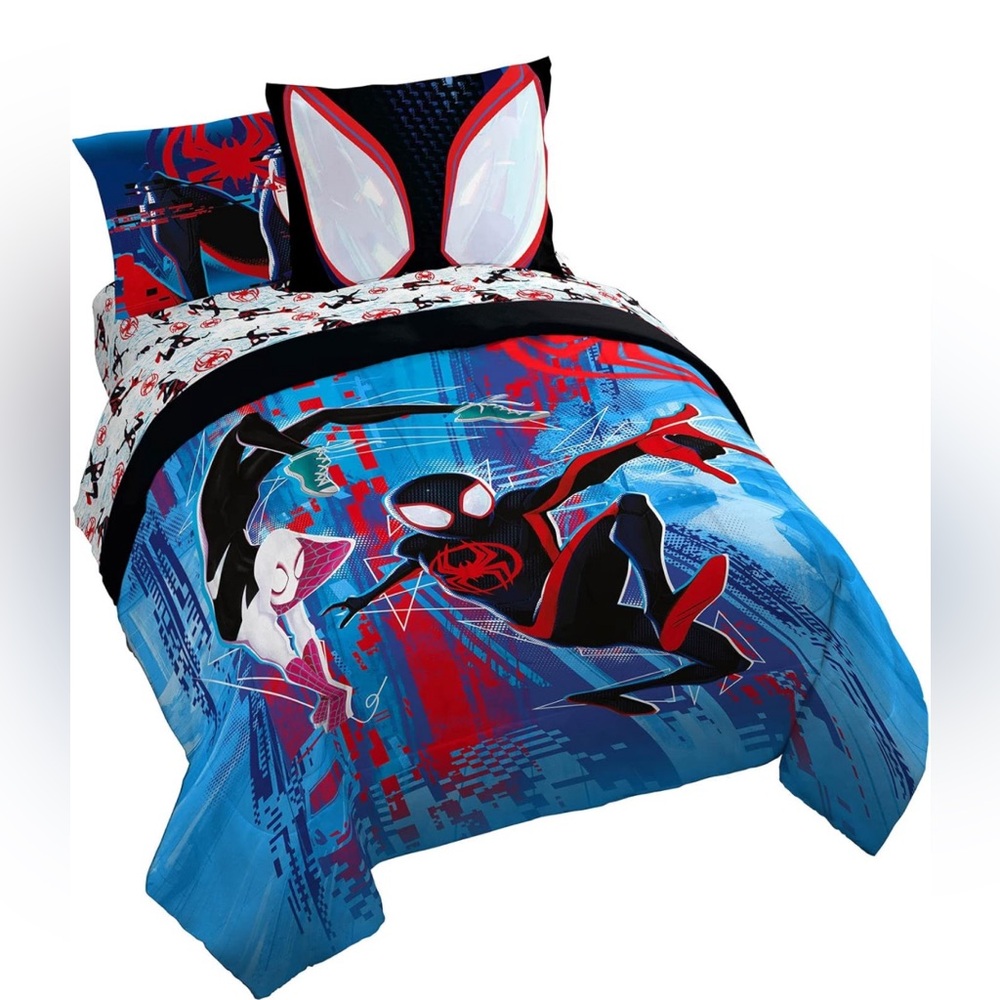 Marvel Spiderman🕷️Across The Spider🕷️-Verse Glitch 7 Pc Queen Size Bed🛏️Set